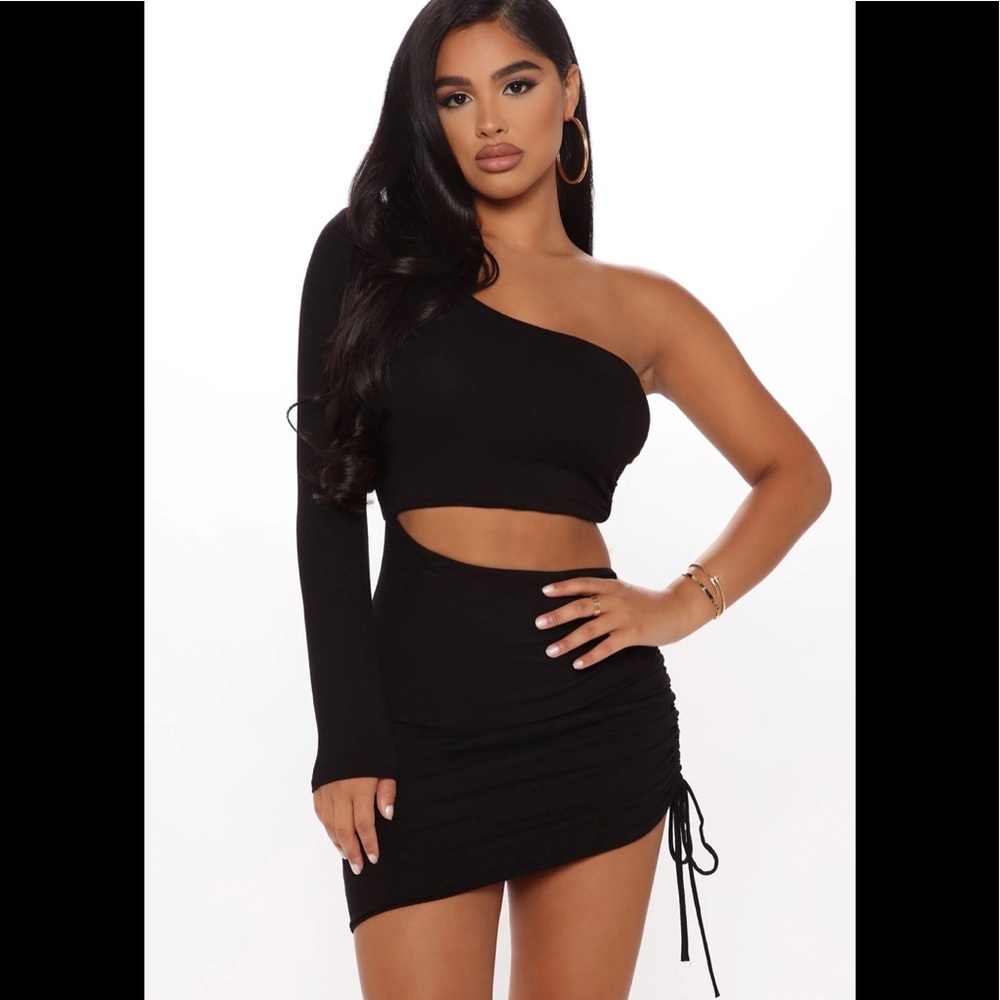 Used! Mingle Sensation One Shoulder Mini Dress - Black